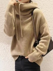 Women's Sweater Thicken Lazy Style All-match Long-sleeved Autumn Winter Warm Casual Sweater For Women (Option: Camel color-Free Size)