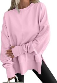 Fashion Casual Round Neck Pullover Loose Sports Long-sleeved Sweater (Option: Pink2-M)