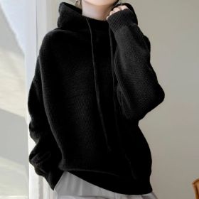 Women's Sweater Thicken Lazy Style All-match Long-sleeved Autumn Winter Warm Casual Sweater For Women (Option: Black-S)