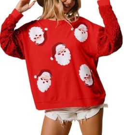 European And American Women's Clothing Christmas Long-sleeved Sweater (Option: Red-M)