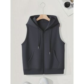 Women's Sleeveless Slim-fit Cardigan Zip Sweater (Option: Dark Grey-4XL)