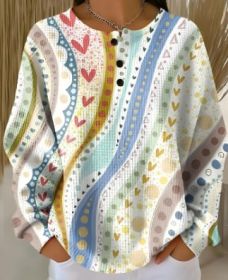 Round Neck Waffle Solid Color Pullover Loose Top (Option: Colorful-XL)