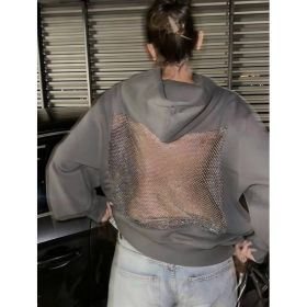 Women's Hooded Sportswear Casual Long Sleeved Shirt (Option: grey-XL)