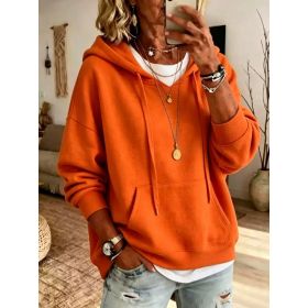 Womens Casual Loose-fitting Hoodie With Pockets And Long Sleeves (Option: Orange Red-L)