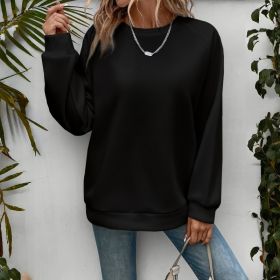 Women's Loose Sports Round Neck Sweatshirt (Option: Black-XL)