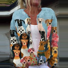 3D Digital Printing Cardigan Knitted Coat (Option: HWJ165612-M)