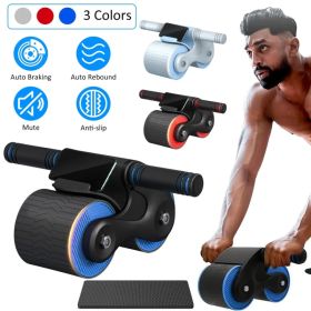 Automatic Rebound Abdominal Wheel Anti-slip AB Roller Wheel with Kneel Pad Phone Holder Home Gym Abdominal Exerciser for Men Women (Option: Blue Black)