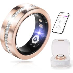 2025 New Smart Ring For Women, Health & Fitness Tracker With Heart Rate, Blood Oxygen, Sleep Monitoring, Elegant Rose Gold Design With Crystal Ac (Option: Eight)