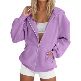 Laid-back Casual Figure-flattering Cardigan Top (Option: Purple-S)