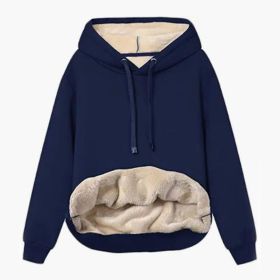 Autumn And Winter Warm Lamb Fleece Pocket Hooded Sports Sweatshirt Jacket For Women (Option: Cobalt blue-S)