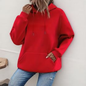 Women's Loose And Fashionable Casual Hoodie (Option: Red-S)