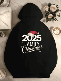 Plus Size Casual Hooded Sweatshirts For Women, Geometric Pattern, With Front Pocket, For Fall Winter Season, 2025 Family Christmas Illustration (Option: Black-2XL)