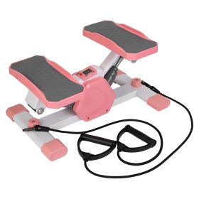 Mini Stepper Stair Stepper With Resistance Bands Quiet Workout Stepper with Digital Timer Max 330.7LBS Load for Home (Option: Pink)