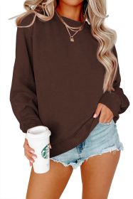 Solid Color Crew Neck Coat Long Sleeve Hoodie (Option: Coffee-2XL)