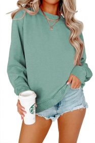 Solid Color Crew Neck Coat Long Sleeve Hoodie (Option: Light green-2XL)