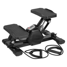 Mini Stepper Stair Stepper With Resistance Bands Quiet Workout Stepper with Digital Timer Max 330.7LBS Load for Home (Option: Black)
