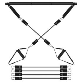 Pilates Bar Kit with 180LBS Resistance Bands Multifunctional Pilates Yoga Toning Bar Full Body Exercise Equipment Set for Beginners Intermediates Prof (Option: )
