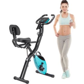 Folding Exercise Bike, Fitness Upright and Recumbent X-Bike with 16-Level Adjustable Resistance, Arm Bands and Backrest (Option: Green)