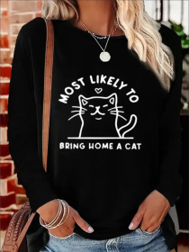 Women's Long Sleeve Hoodless Sweatshirt (Option: Black-XL)