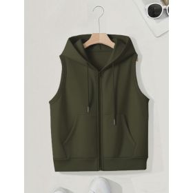 Women's Sleeveless Slim-fit Cardigan Zip Sweater (Option: Army Green-2XL)