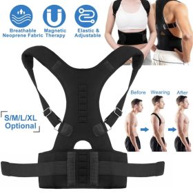 Unisex Posture Corrector Support Magnetic Lumbar Back Posture Support Belt Adjustable Upper Back Braces Clavicle Shoulder Brace Belt Pain Relief (Option: L)