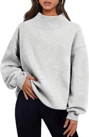 Casual Style Fleece Shirt Thick Half Turtleneck Loose Women's Sweater (Option: Light gray-S)