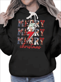 Merry Christmas, Retro Santa Claus, Believe In Santa, Bernard The Head Elf 500g Woman'S Cozy Classic Print Pullover Hoodie, Casual Long Sleeve Mu (Option: Black-S)