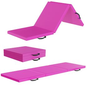 Only Supports Self Pickup  Tri-Fold Folding Exercise Mat With Carrying Handle For Mixed Martial Arts, Gymnastics And Home Gym Protecting Floor, 2 (Color: Pink)