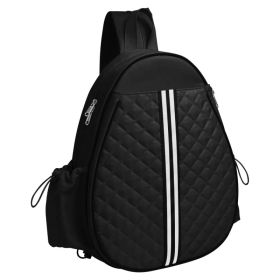 Pickleball Sling Bag for Men Women Waterproof Badminton Tennis Backpack with Wet Pocket Hidden Fence Hook Machine Washable GPCT5413 (Option: Black)