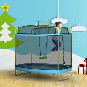 5.2' Kids Small Trampoline with Enclosure (Option: Light Blue-1250x450x200 mm)