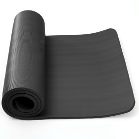 0.6-inch Thick Yoga Mat Anti-Tear High Density NBR Exercise Mat Anti-Slip Fitness Mat for Pilates Workout Cushion w/Carrying Strap Storage Bag (Option: Black)