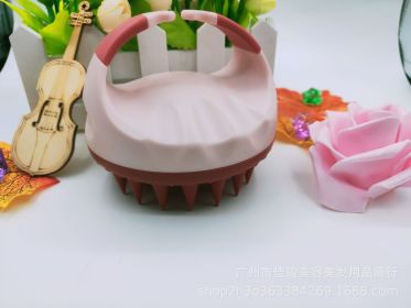 Factory Direct Sales Amazon Hot Sale Hand-held Silicone Shampoo Brush Massage Brush Shampoo Comb Bath Massage Tool (Color: Lotus Root)