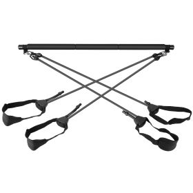 Pilates Bar Kit w/ 4 Resistance Bands Toning Bar Yoga Pilates Stick Fitness Bar 3-Section Portable Home Workout Equipment w/ Foot Loop For Total Body (Option: )