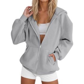 Laid-back Casual Figure-flattering Cardigan Top (Option: Gray-S)