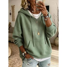 Womens Casual Loose-fitting Hoodie With Pockets And Long Sleeves (Option: Light green-S)