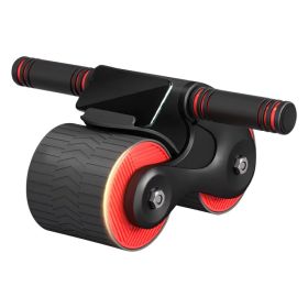 Automatic Rebound Abdominal Wheel Anti-slip AB Roller Wheel with Kneel Pad Phone Holder Home Gym Abdominal Exerciser for Men Women (Option: Red black)