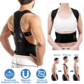 Unisex Posture Corrector Support Magnetic Lumbar Back Posture Support Belt Adjustable Upper Back Braces Clavicle Shoulder Brace Belt Pain Relief (Option: S)