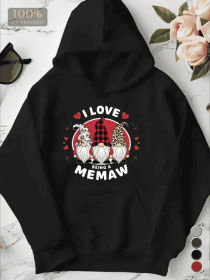 Christmas Gnomes Print Casual Hooded Sweatshirt, Women's Plus Size Long Sleeve Hoodie For Fall & Winter (Option: Black-2XL)