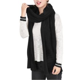 Womens Warm Scarves Long Shawl Winter Warm Large Scarf Pure Color (Option: Black)