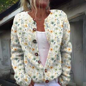 3D Digital Printing Cardigan Knitted Coat (Option: KKWY46-XL)