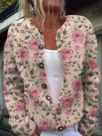 3D Digital Printing Cardigan Knitted Coat (Option: HWJ165956-2XL)