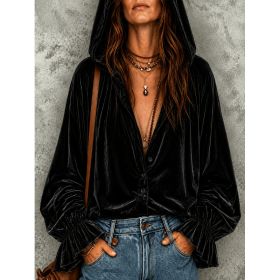Loose Drawstring Hooded Sweatshirt (Option: Black-3XL)