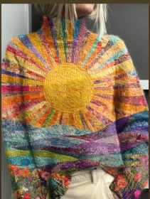 Printed Autumn And Winter New High Neck Long Sleeve Sweaters Women's Clothing (Option: Dark Black Line E127-XS)