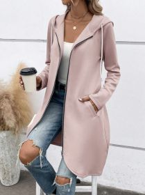 Personality Street Zip Hooded Long Velvet Lining Sweatshirt (Option: Lotus Root Color-M)