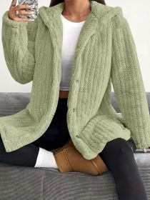 Hooded Loose Plush Coat Women's Regular Sleeve (Option: Green-M)