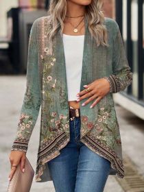 Shawl Small Suit Cardigan Outer Wear Ethnic Style (Option: Green-M)