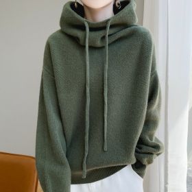 Women's Sweater Thicken Lazy Style All-match Long-sleeved Autumn Winter Warm Casual Sweater For Women (Option: Pine Green Thick 750g-S)