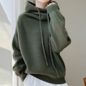 Women's Sweater Thicken Lazy Style All-match Long-sleeved Autumn Winter Warm Casual Sweater For Women (Option: Pine Green Thin 500g-S)