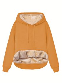 Warm Berber Fleece Pocket Hooded Sweatshirt Coat (Option: Yellow-M)