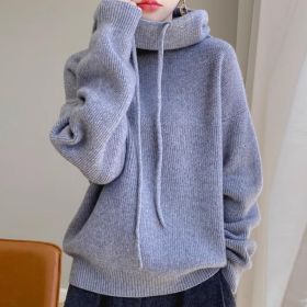 Women's Sweater Thicken Lazy Style All-match Long-sleeved Autumn Winter Warm Casual Sweater For Women (Option: Elegant Gray Thin 500g-M)